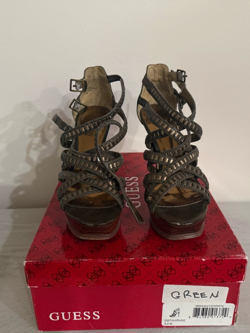 Guess Women Bronze and Green Studded  size 5.5